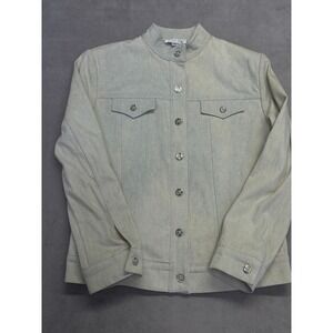 ST JOHN SPORT BY MARIE GRAY Womens Light Blue Cotton Button Up Jacket Size S